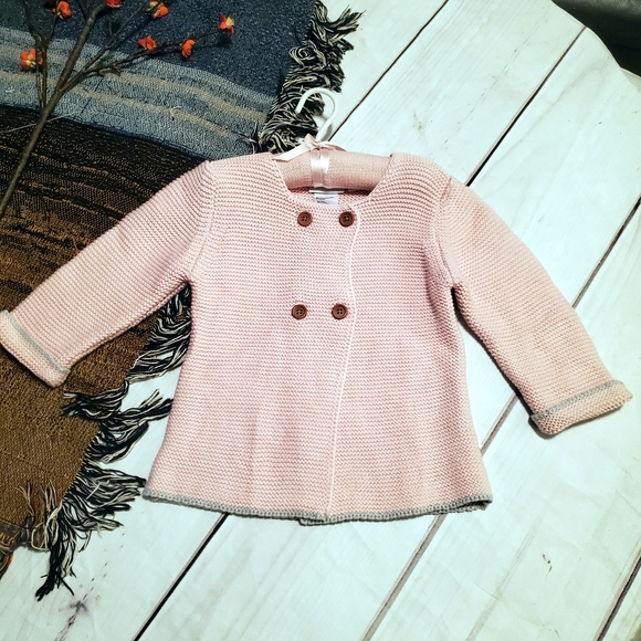 Elegant Baby Pink Grey Chunky Sweater 18mo NWOT - Picture 5 of 9